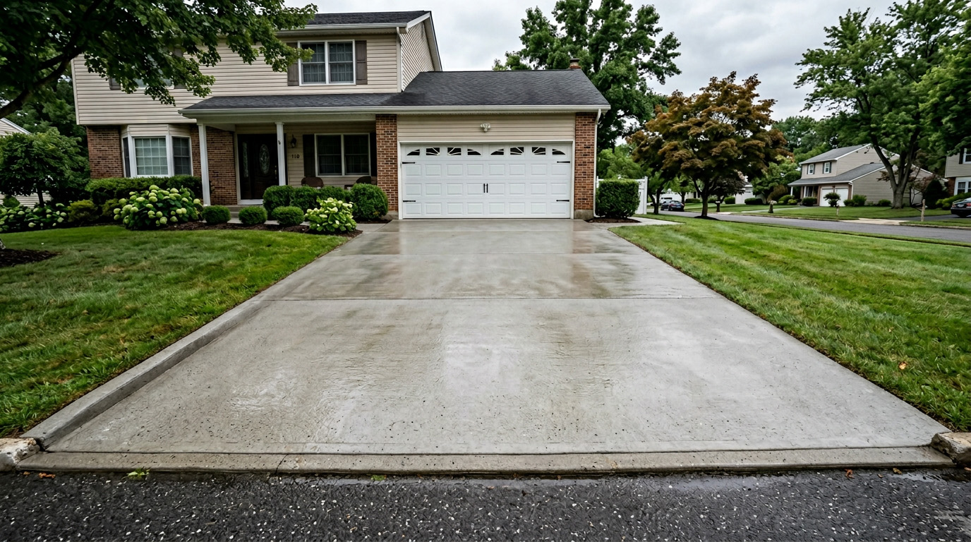 Driveway after pressure washing by D&J Power Washing