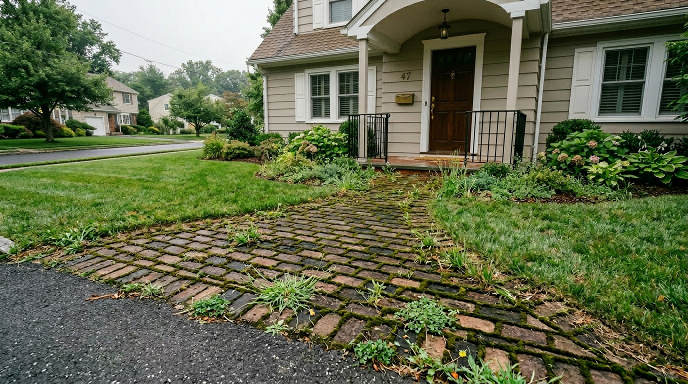 Paver patio before cleaning — Garfield NJ