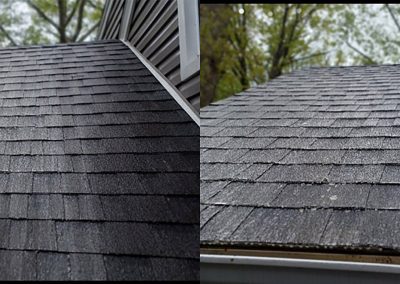 before and after roof shingles on a residential home, from our gallery